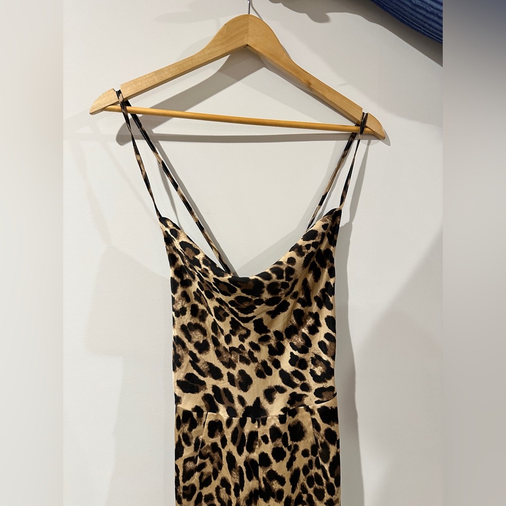 Nasty Gal Leopard Print Cowl Neck Jumpsuit in Tan and Brown - Picture 4 of 7